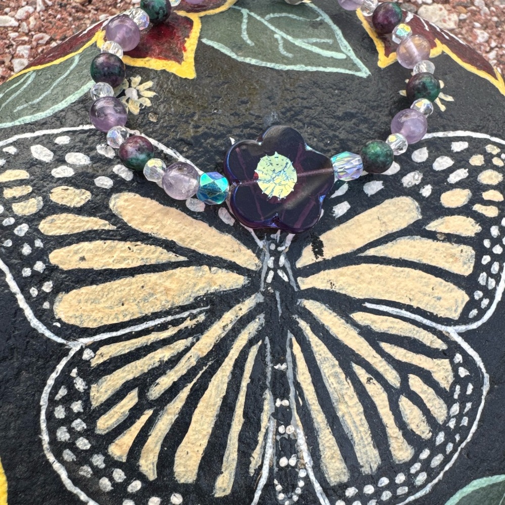 Purple flower Amethyst bracelet